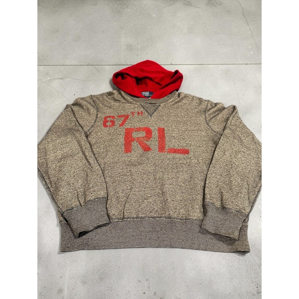 Vintage Polo Ralph Lauren Hoodie Mens Large 67th RL Military